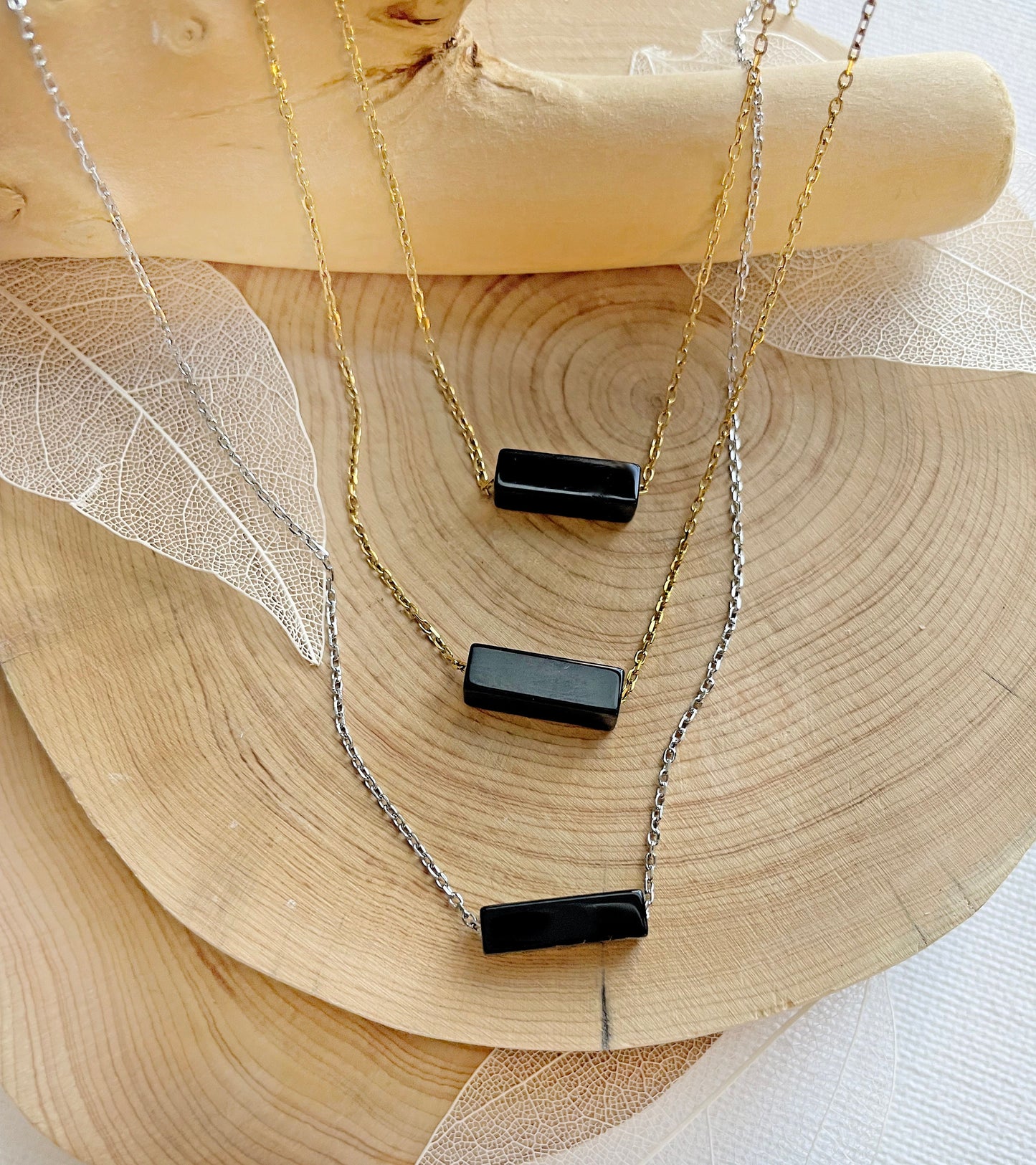 Obsidian Dainty Pendant Necklace, Polished Obsidian Minimalist Necklace, Natural Obsidian Stone, Obsidian Stone Pendant, Healing Necklace