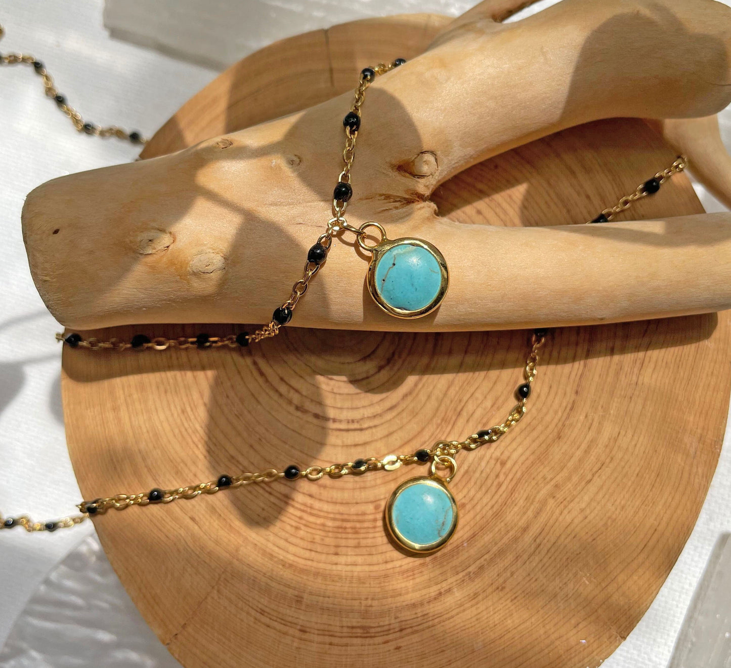 Genuine Turquoise Gold Bead Necklace, Boho Turquoise Pendant, Birthday Gift, Necklace for Women, Gemstone Necklace, Gift for Mom