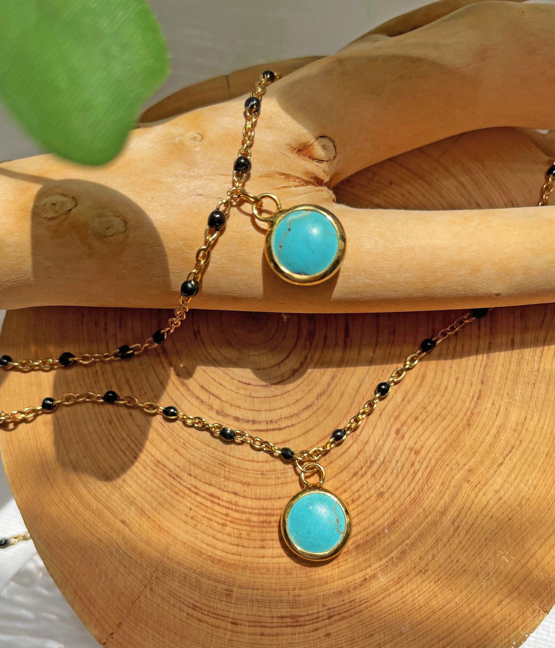 Genuine Turquoise Gold Bead Necklace, Boho Turquoise Pendant, Birthday Gift, Necklace for Women, Gemstone Necklace, Gift for Mom