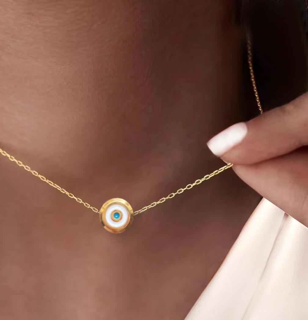 Evil Eye Gold Necklace , Minimalist Evil Eye Necklace, Gift For Her, Minimalist Necklace, Birthday Gift