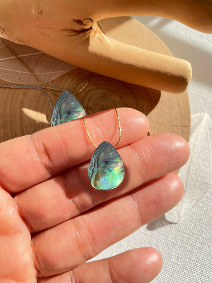 Genuine Abalone Teardrop Necklace, Abalone Shell Pendant Necklace, Summer Beach Jewelry, Gift for Women