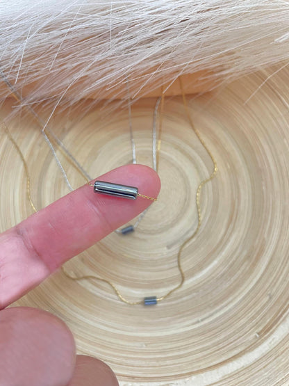 Minimalist Hematite Pendant Necklace, Dainty Hematite Necklace, Minimalist Necklace Gift for Women