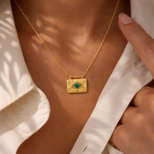 Jage Gold Evil Eye Necklace- Unique Talisman-