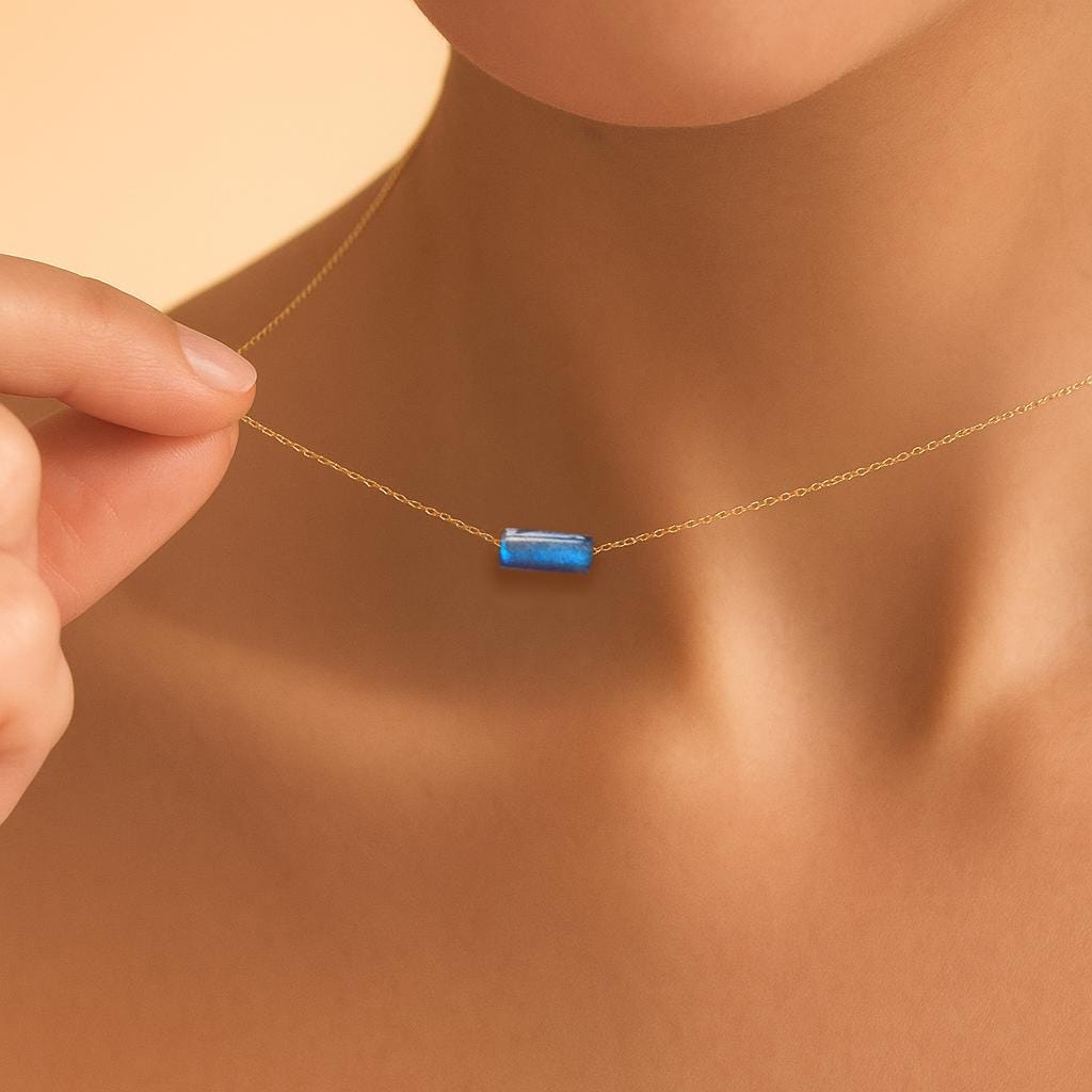 labradorite gold minimalist necklace