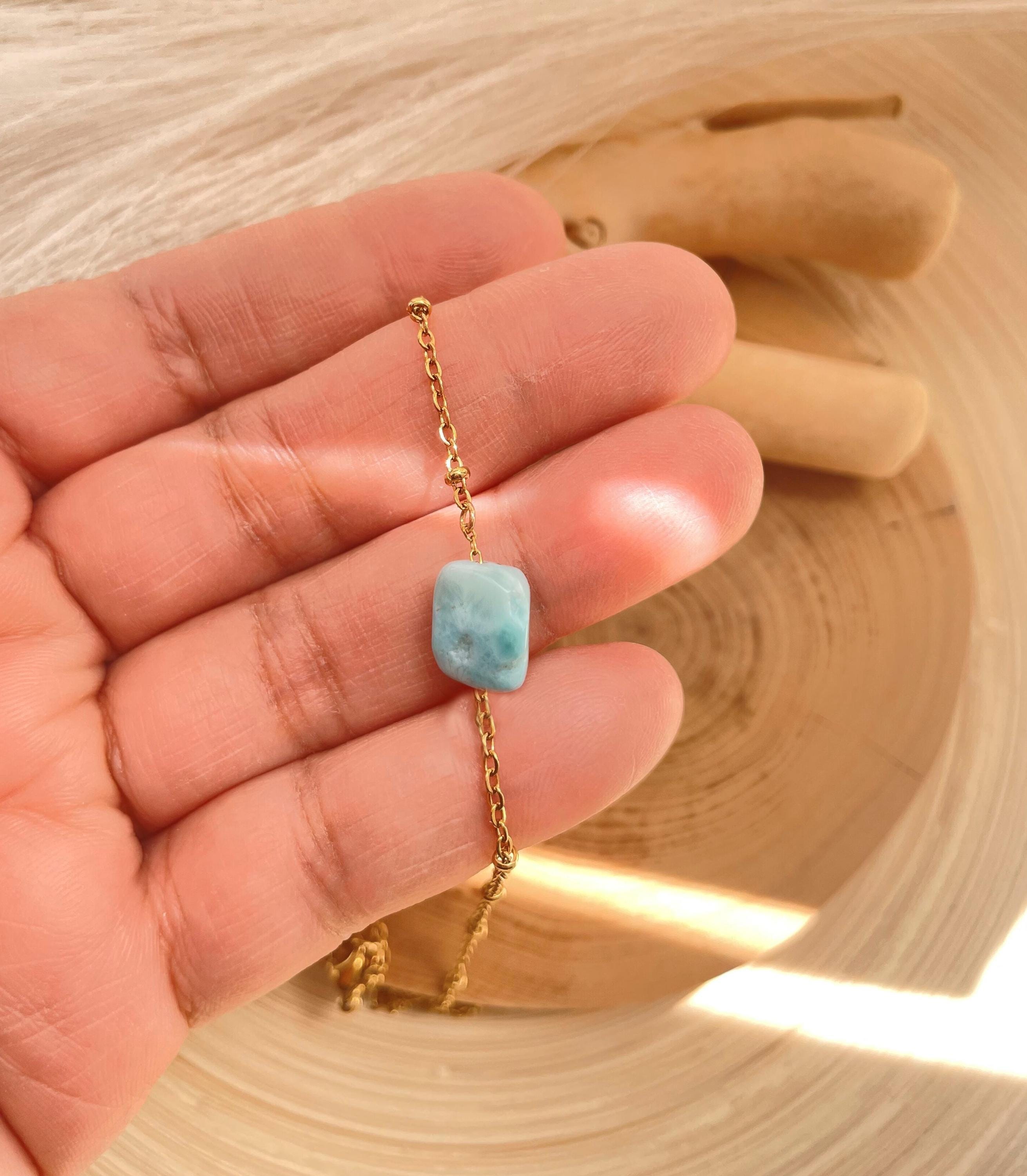 larimar stone gold necklace