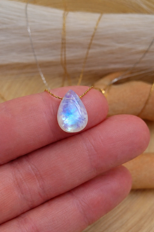 moonstone teardrop necklace, birthday gift woman