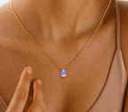 opalite teardrop gold necklace-gift for woman