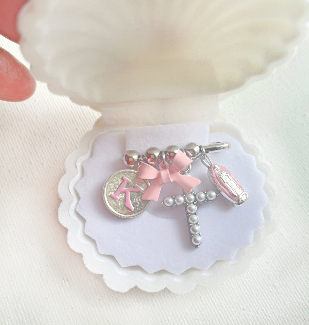 personalized stroller pin silver with charms 