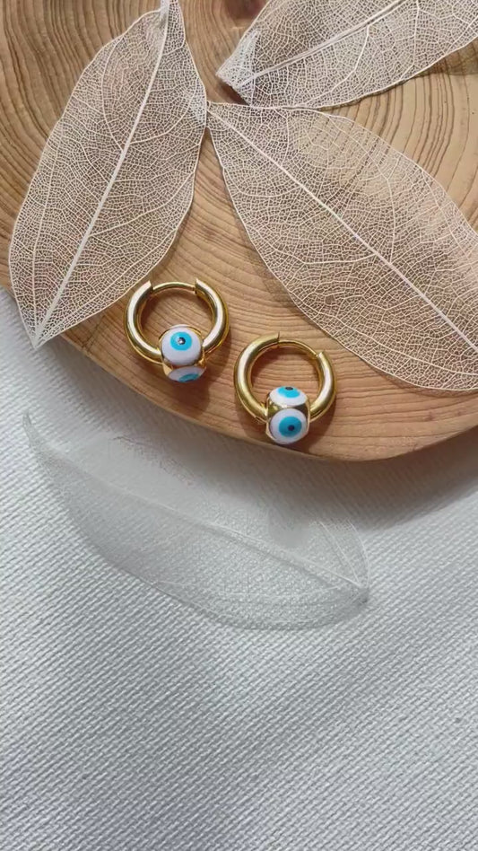 Evil Eye Gold Hoop  Earrings