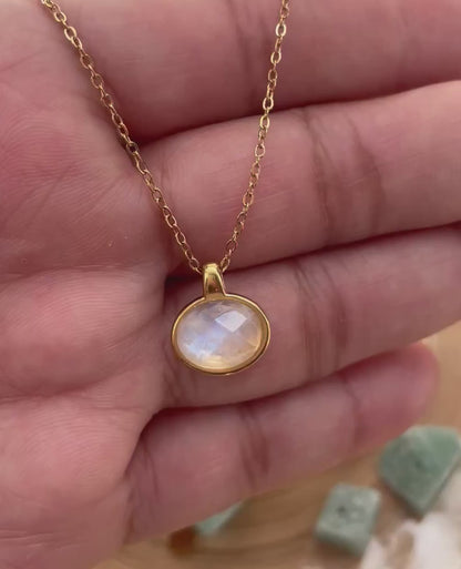 Moonstone Gold Pendant Necklace