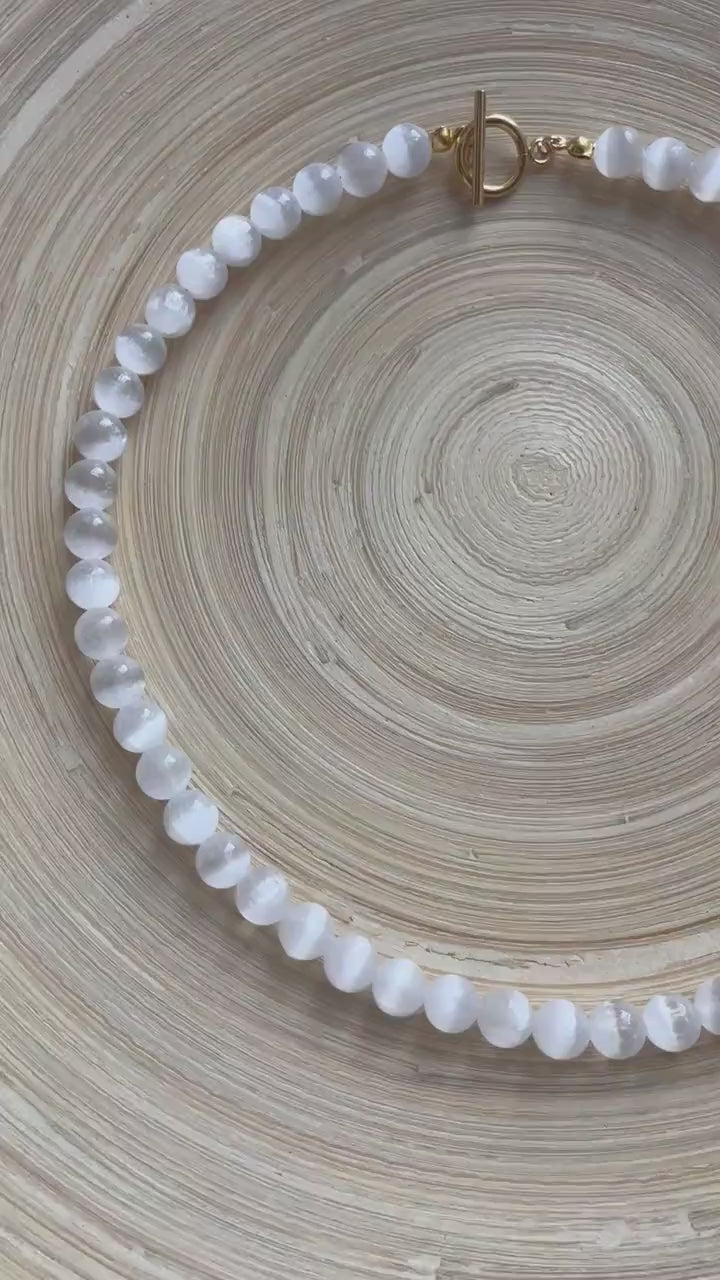 Genuine Selenite Toggle Clasp Necklace