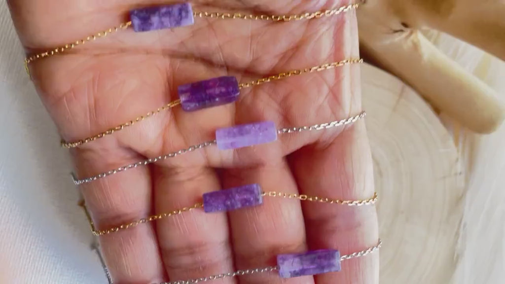 Amethyst 14k Gold Floating Tiny Pendant Necklace