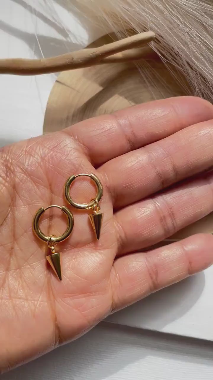 Small Gold Spike Hoop Earrings