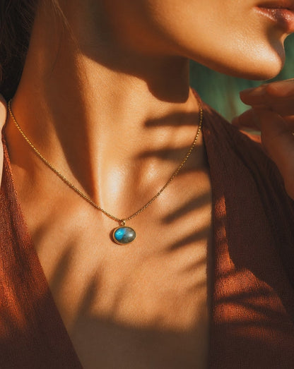 Labradorite Pendant Gold Necklace