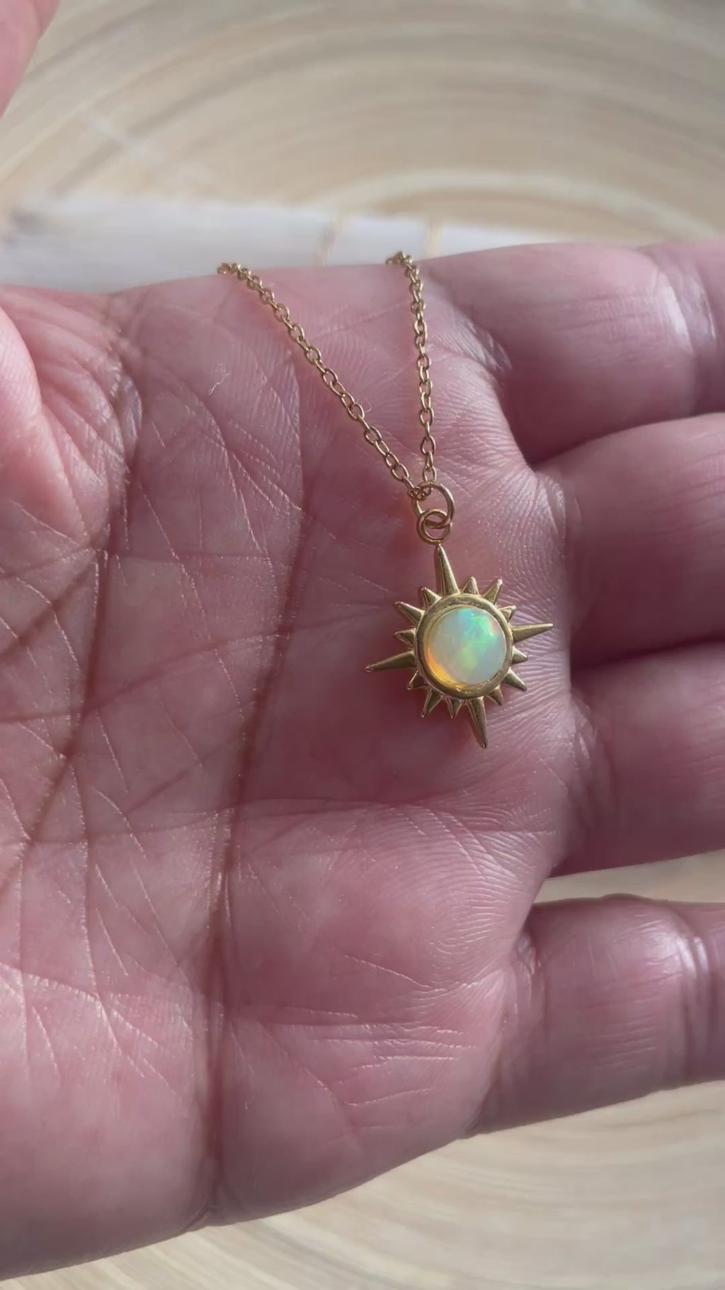 Fire Opal Star Necklace~ December Birthstone