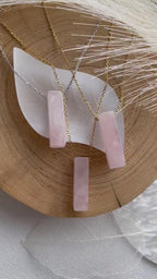 Rose Quartz Pendant Bar Necklace