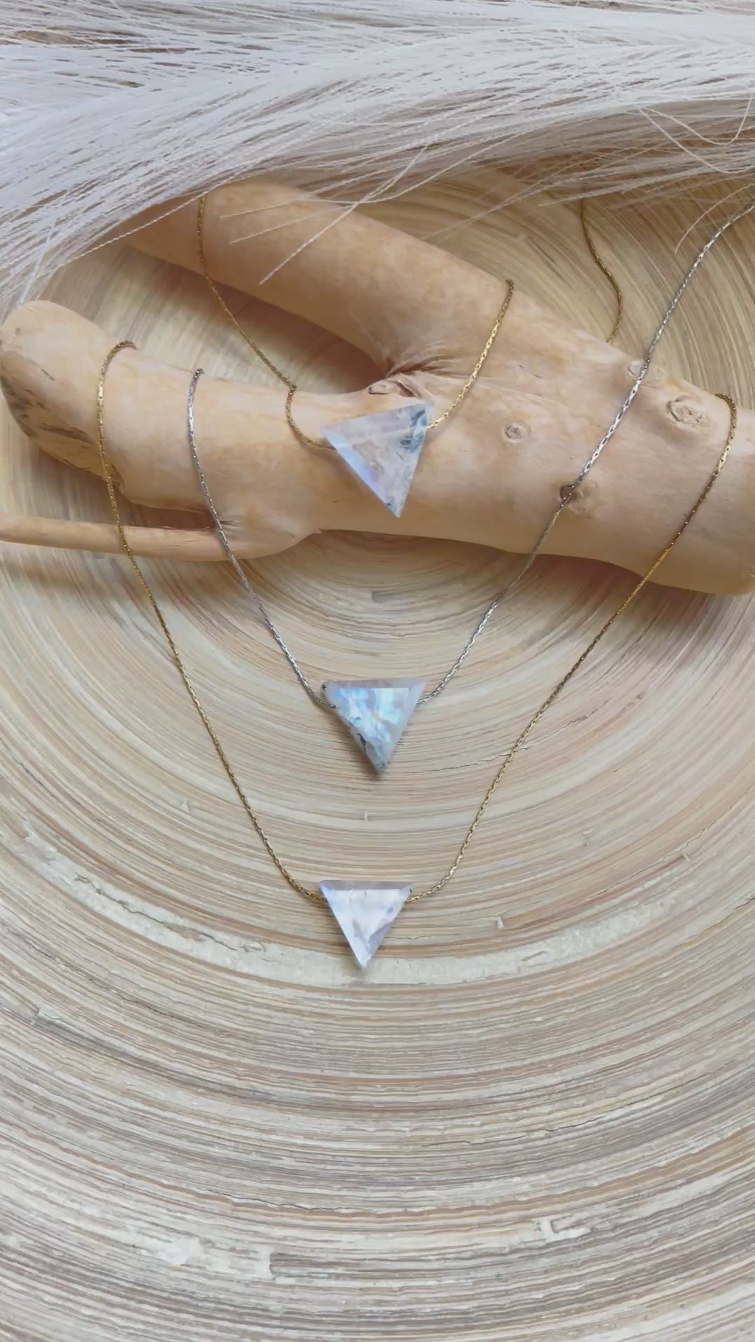 Minimalist Moonstone Triangular Necklace
