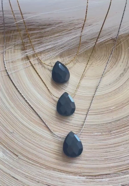 Black Spinel Teardrop Necklace