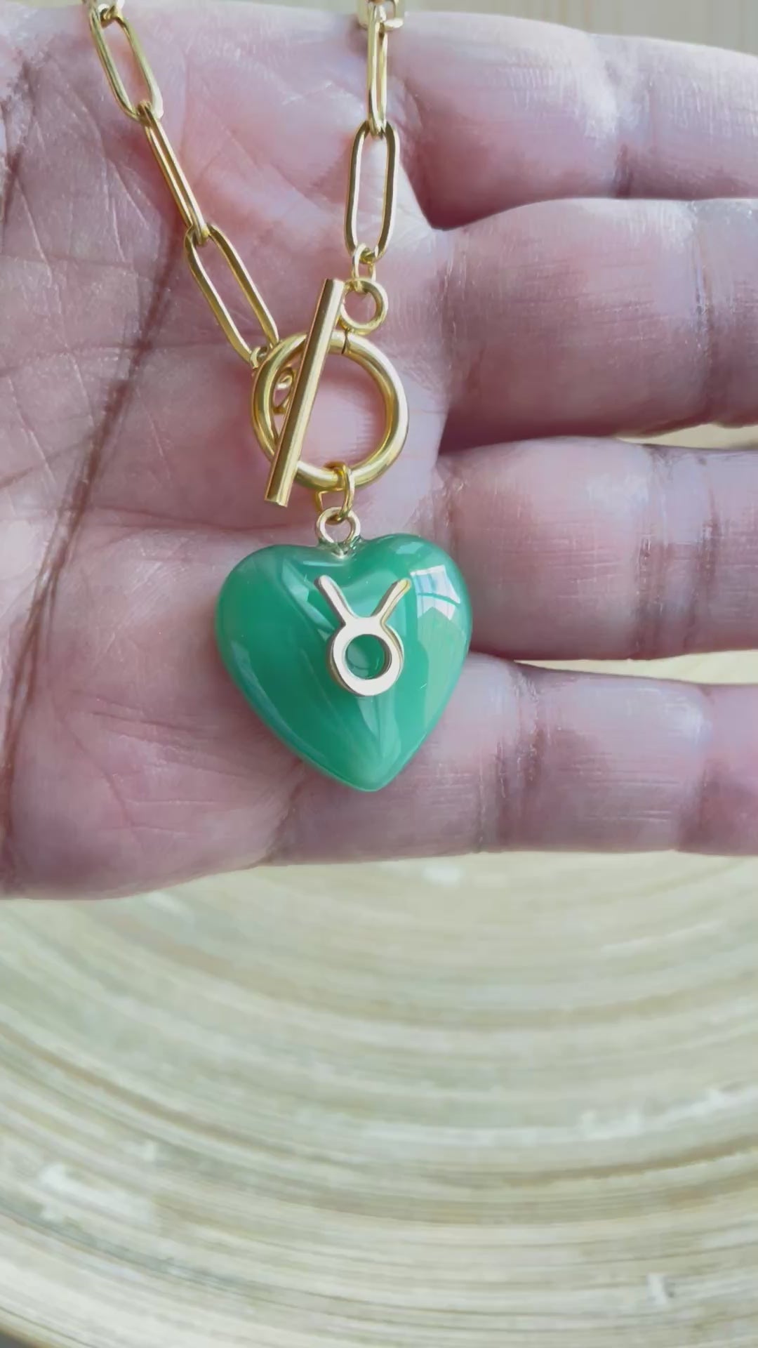 Personalized Zodiac Initial Heart  ~ Jade  Necklace