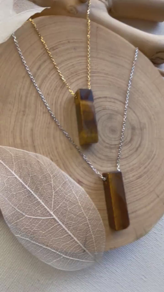 Tigers Eye Bar Minimalist Necklace