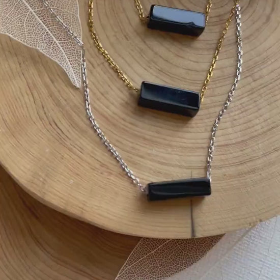 Obsidian Dainty Pendant Necklace, Polished Obsidian Minimalist Necklace, Natural Obsidian Stone, Obsidian Stone Pendant, Healing Necklace