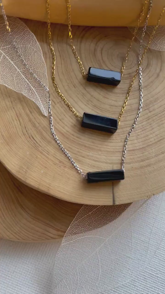 Obsidian Dainty Pendant Necklace, Polished Obsidian Minimalist Necklace, Natural Obsidian Stone, Obsidian Stone Pendant, Healing Necklace