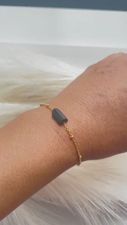 Black Tourmaline Bracelet Raw Crystal , Genuine Black Tourmaline adjustable Bracelet, Black Tourmaline Protection Stone