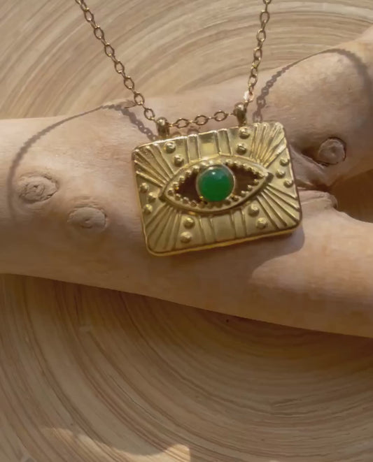 Jage Gold Evil Eye Necklace- Unique Talisman-