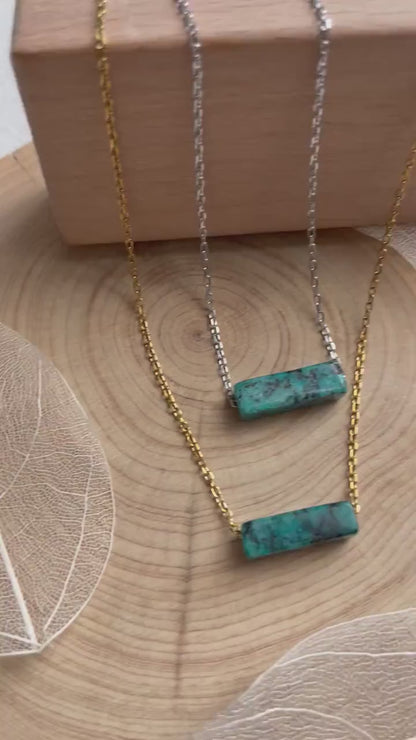 African Turquoise  Pendant Necklace, Turquoise Layering Necklace, Birthday Gift, Birthstone Necklace, Dainty Necklace, Gemstone Necklace