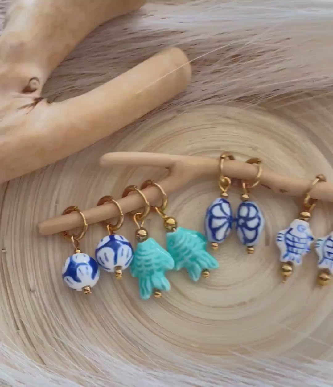 Hand Painted Ceramic Hoop Earrings ~ Chinoiseries Inspired earrings