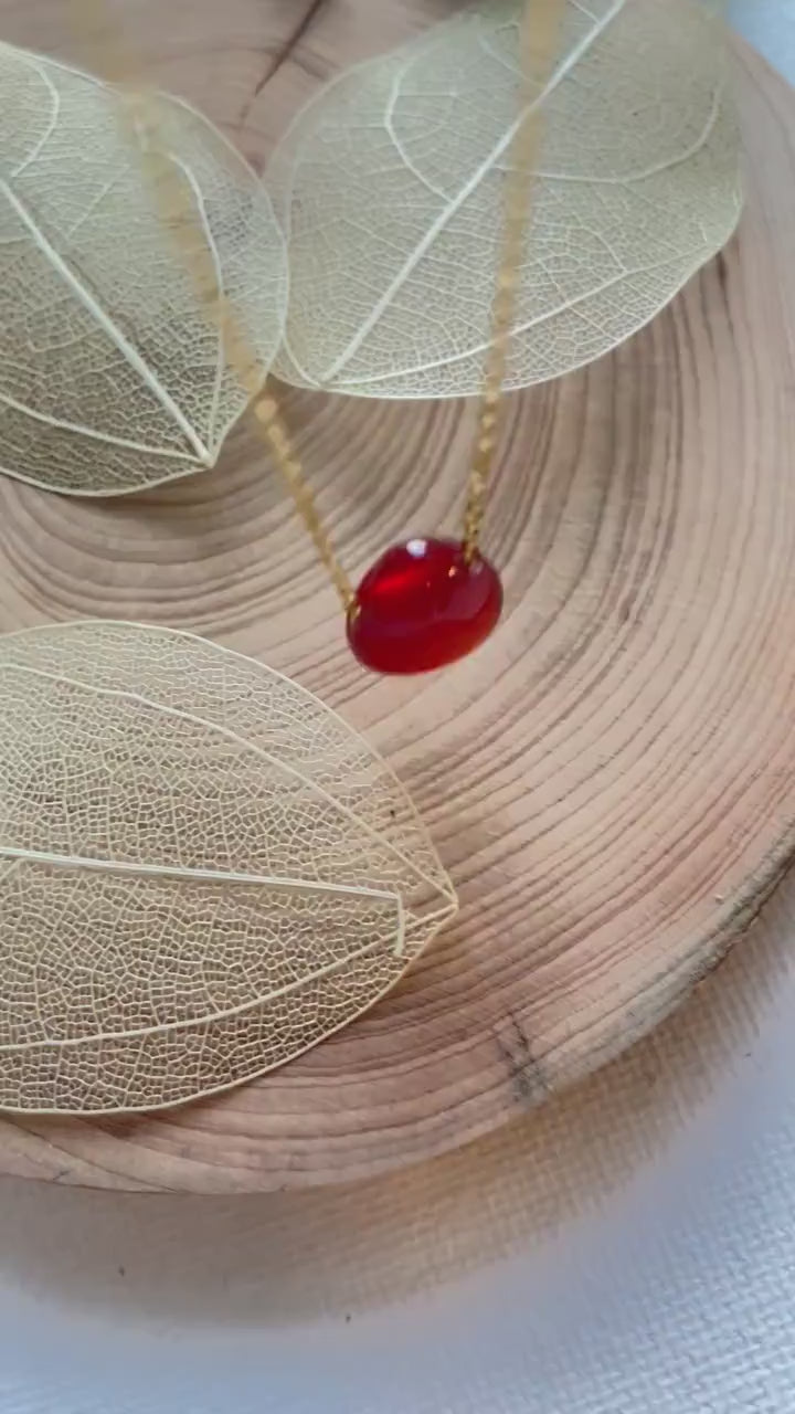 Carnelian Minimalist Teardrop Necklace