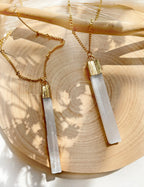 selenite electroplated pendant necklace