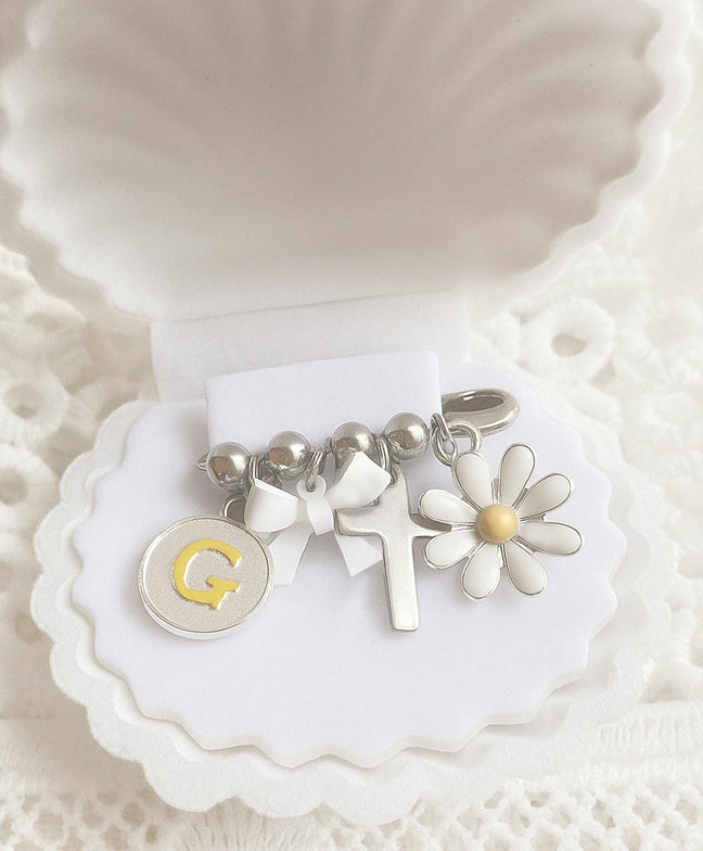 silver stroller baptism, christening pin gift