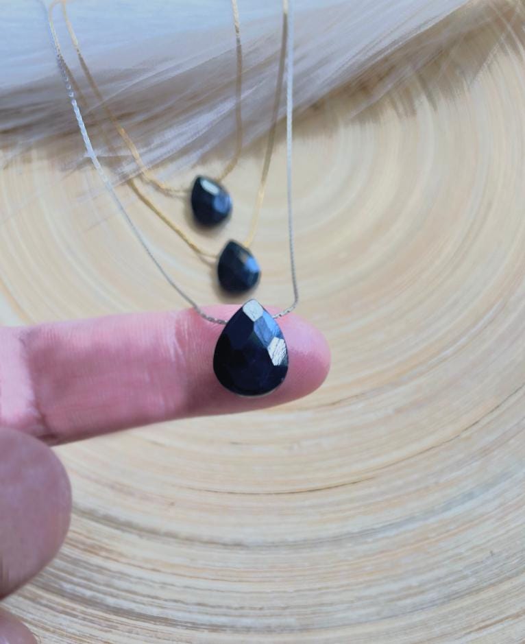 spinel black stone necklace