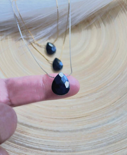 spinel black stone necklace