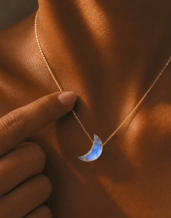 Moonstone Moon Pendant Necklace