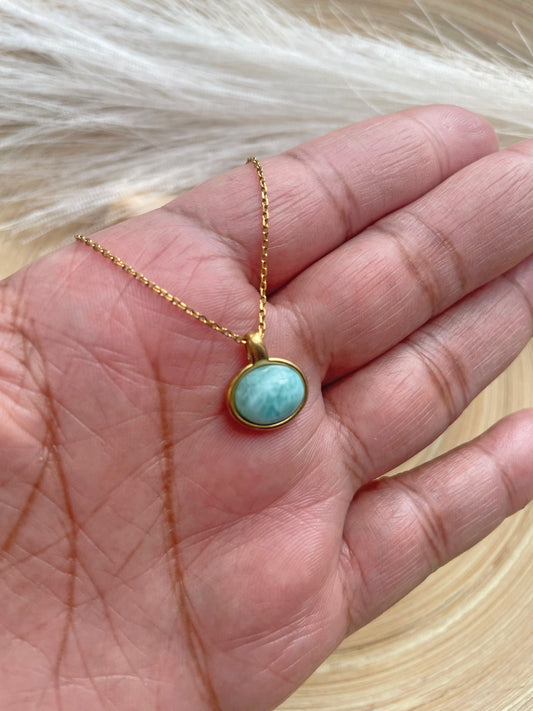 Larimar Pendant Gold Necklace